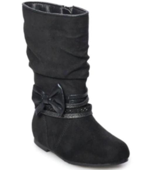 Jumping Beans SAHARA Black Zip Up Bow Boots-7 - Picture 5 of 5